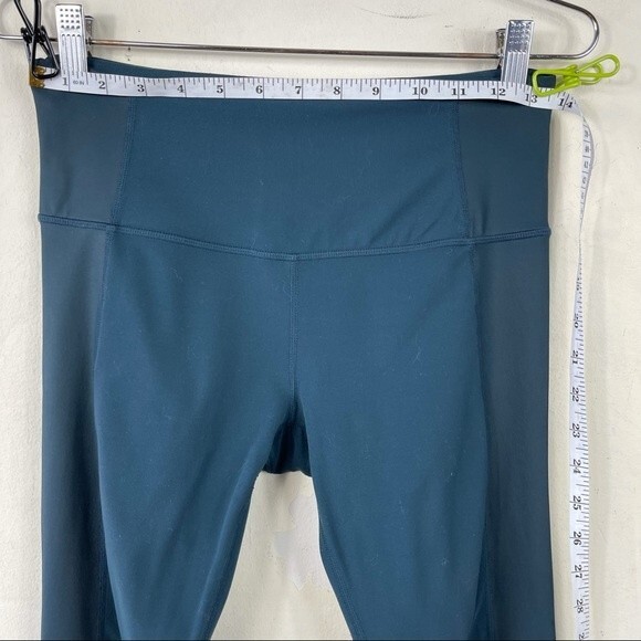 Athleta Cobra Tight Leggings Ankle Crop Criss Cross Cutout Abyss Teal S 158847 - Picture 13 of 16